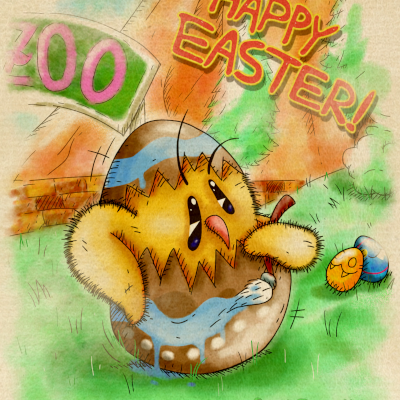 Tiki Bird in an Easter Egg